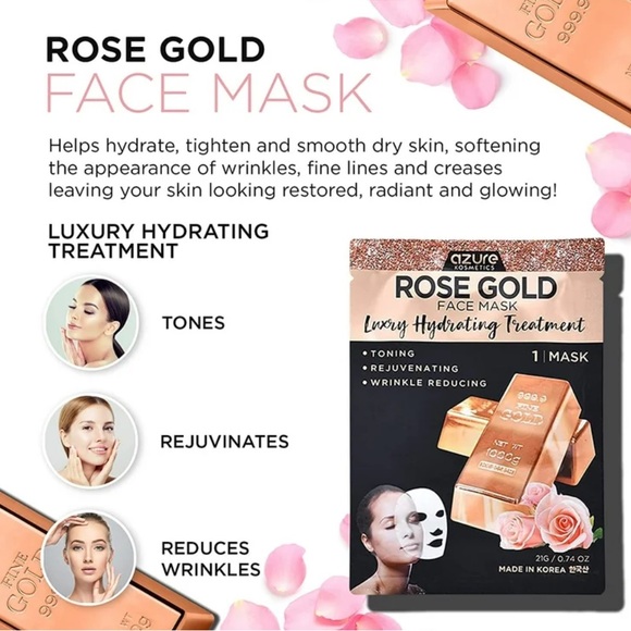 ROSE GOLD FIRMING WRINKLE TREATMENT FACEMASK 5 PACK SET SEALED NEW - Picture 6 of 7